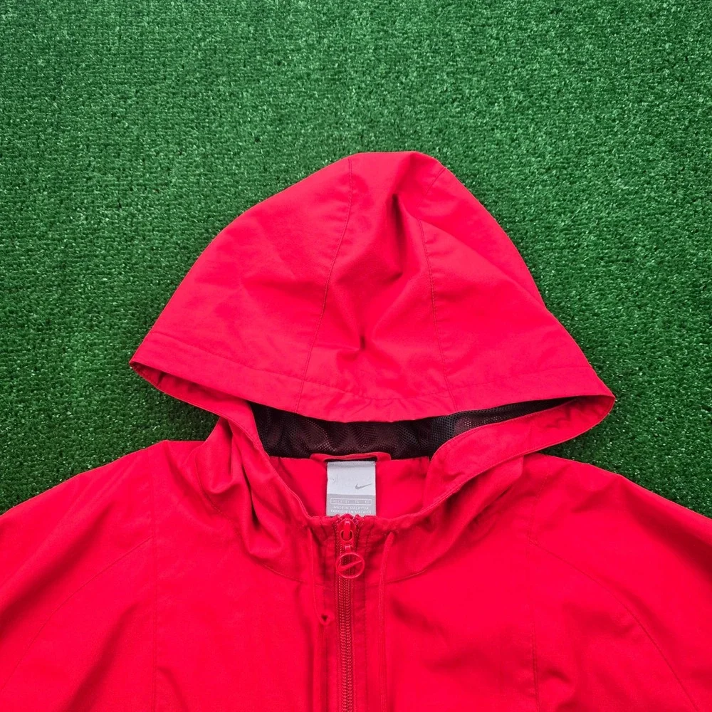 Nike Jacket Youth XL Mens Small Red Y2K Full Zip Hooded Athletic Training Casual